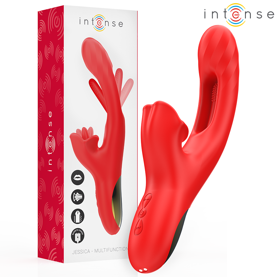 INTENSE - Vibrateur multifonction stimulation clitoris 24,8 cm rouge
