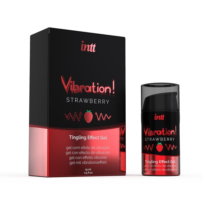 INTT VIBROMASSEUR LIQUIDE EFFET CHAUFFANT ARÔME FRAISE 15 ML