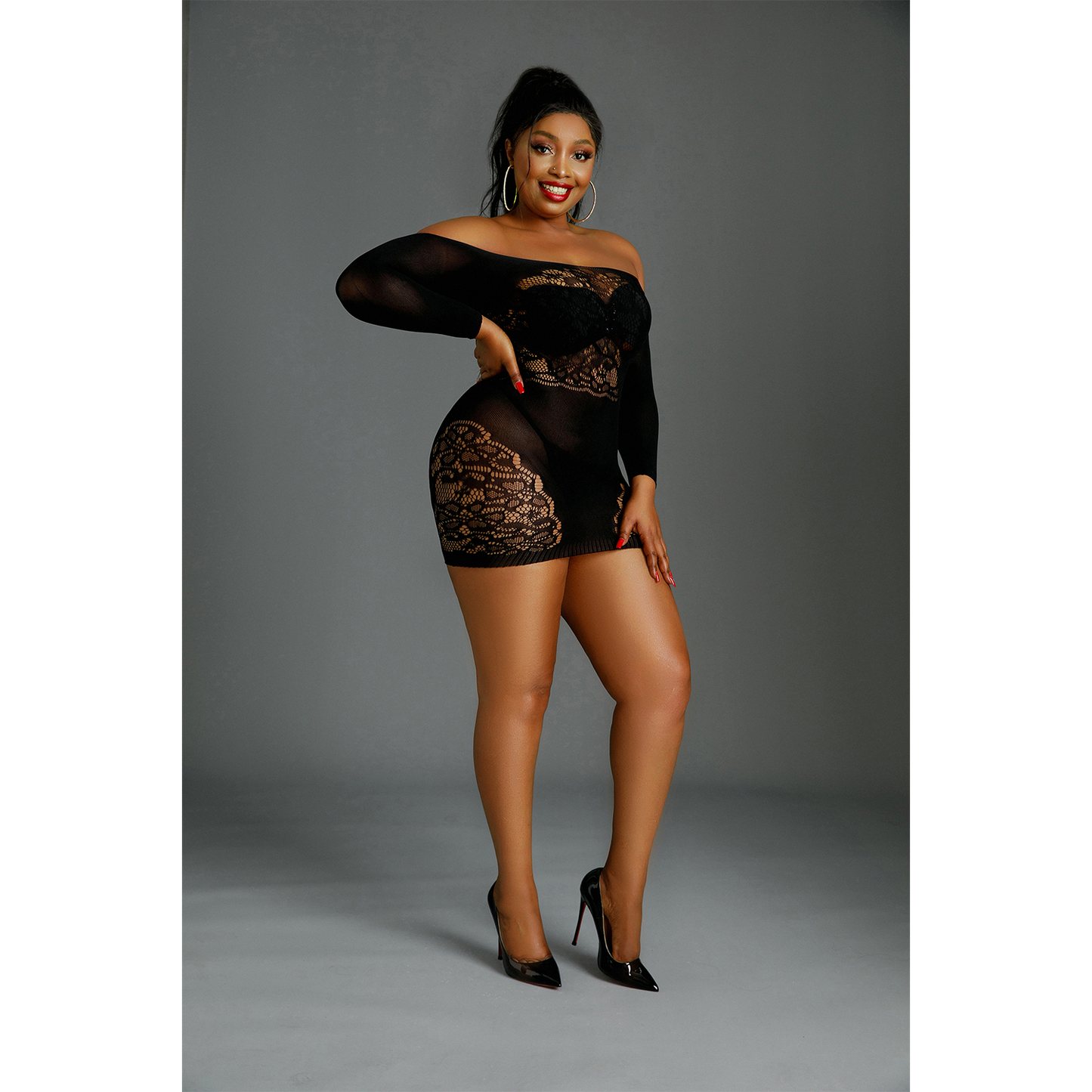 Robe noir Bodystoking Model 07