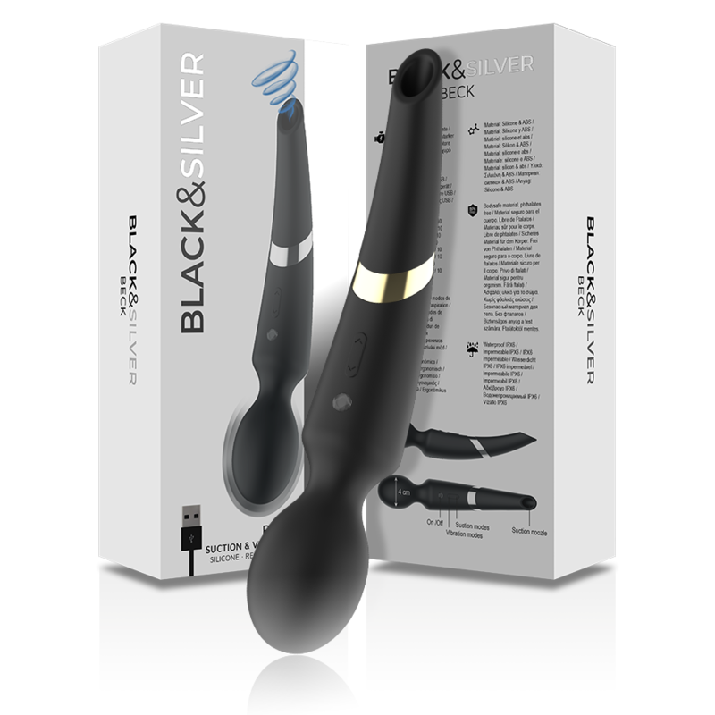 BLACK&SILVER - Beck ondes stimulantes et vibrations silicone rechargeable noir