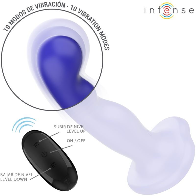 INTENSE - Shorty vibrateur avec ventouse télécommande bleue