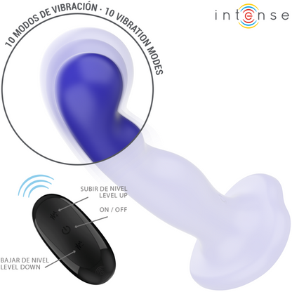 INTENSE - Shorty vibrateur avec ventouse télécommande bleue
