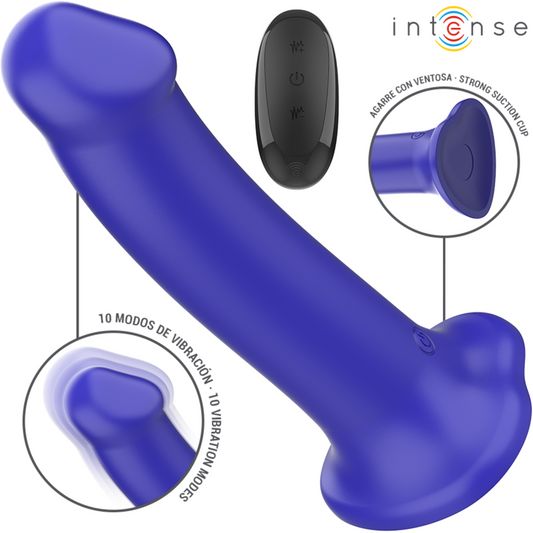 INTENSE - Victoria vibrateur avec ventouse 10 vibrations bleu foncé télécommande