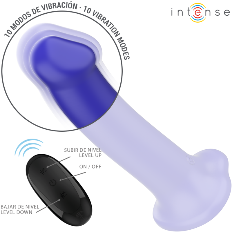 INTENSE - Victoria vibrateur avec ventouse 10 vibrations bleu foncé télécommande