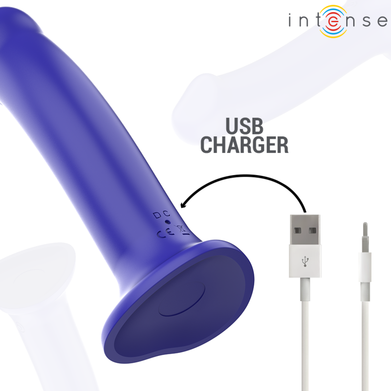 INTENSE - Victoria vibrateur avec ventouse 10 vibrations bleu foncé télécommande