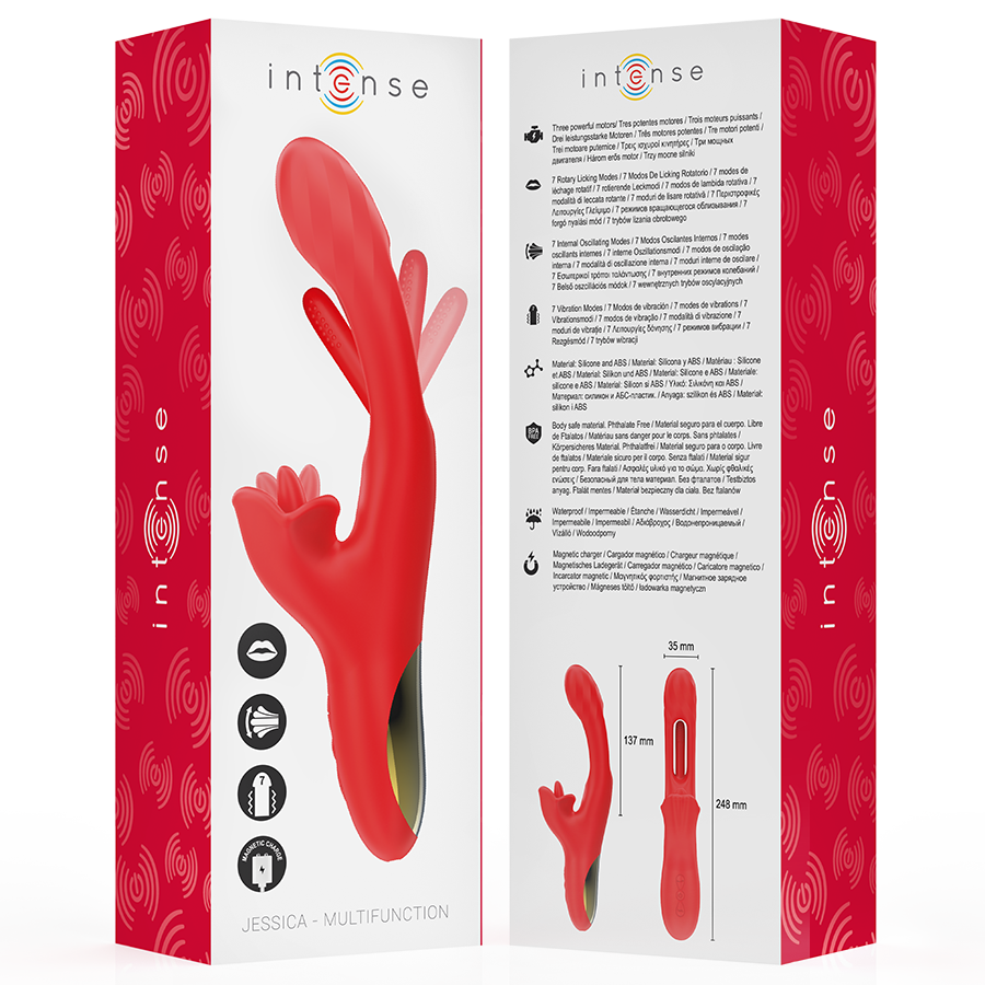 INTENSE - Vibrateur multifonction stimulation clitoris 24,8 cm rouge