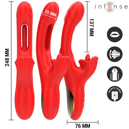 INTENSE - Vibrateur multifonction stimulation clitoris 24,8 cm rouge