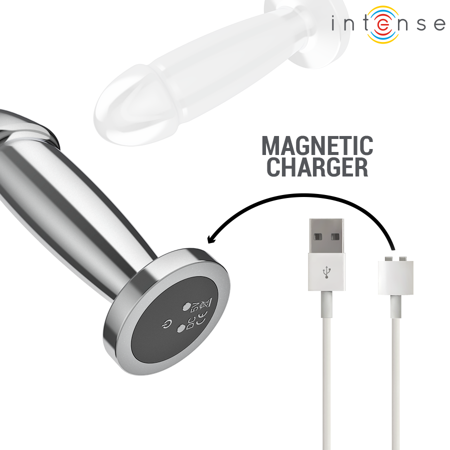 INTENSE - Plug anal 10 vibrations gode métallique avec télécommande s
