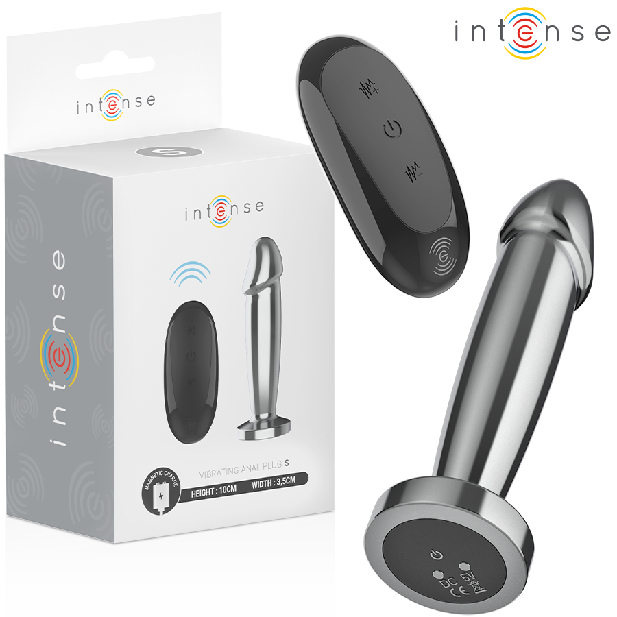 INTENSE - Plug anal 10 vibrations gode métallique avec télécommande s