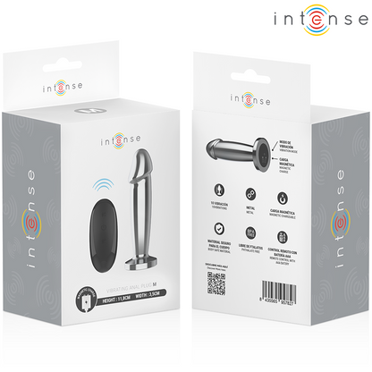INTENSE - Plug anal 10 vibrations gode métallique avec télécommande m