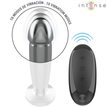 INTENSE - Plug anal 10 vibrations gode métallique avec télécommande m