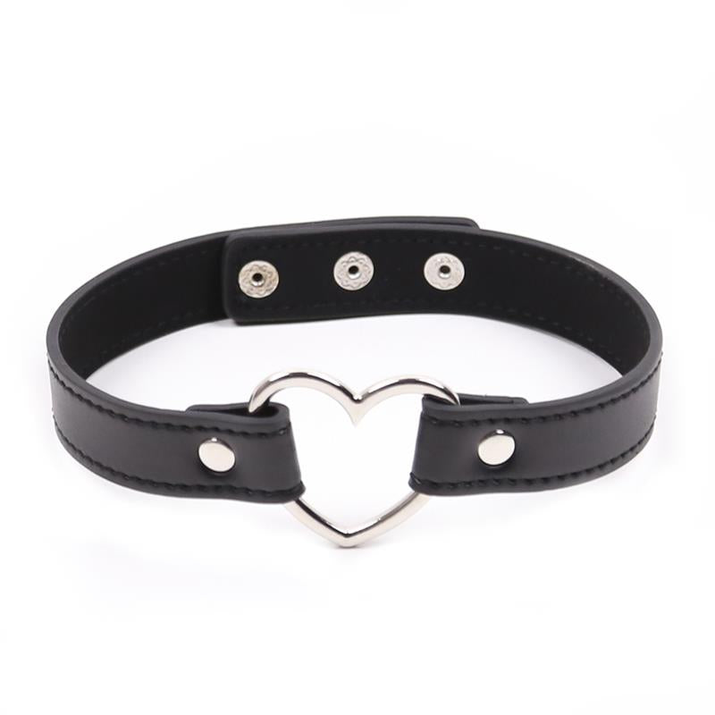 Collier ajustable créole coeur noir - 41,5cm