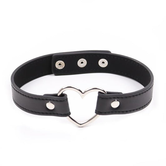 Collier ajustable créole coeur noir - 41,5cm