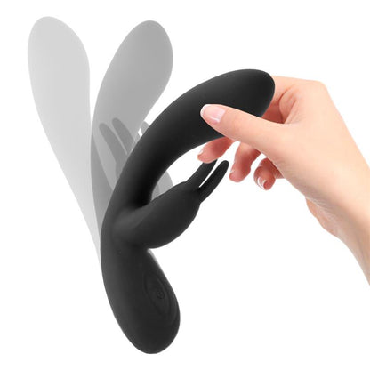 Vibromasseur bunny noir en silicone - 19,4cm