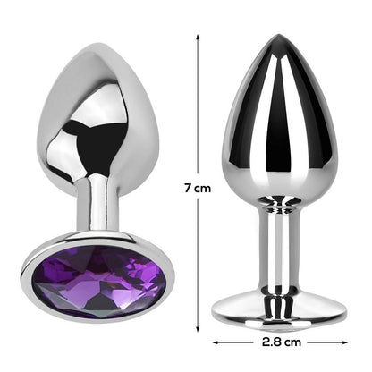 Plug anal en aluminium avec un bijou violet améthyste - Taille S