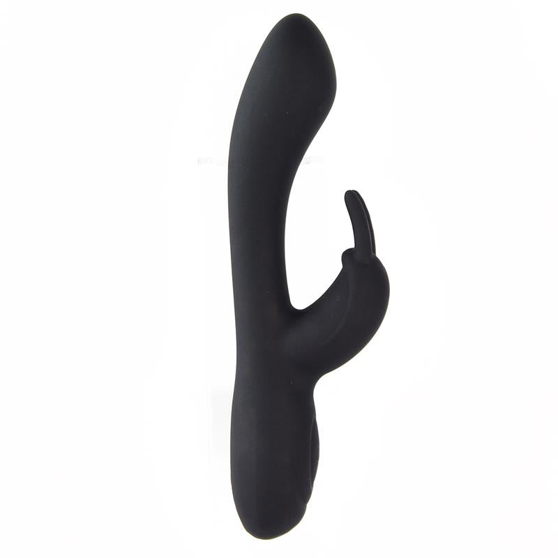 Vibromasseur bunny noir en silicone - 19,4cm