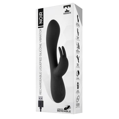 Vibromasseur bunny noir en silicone - 19,4cm