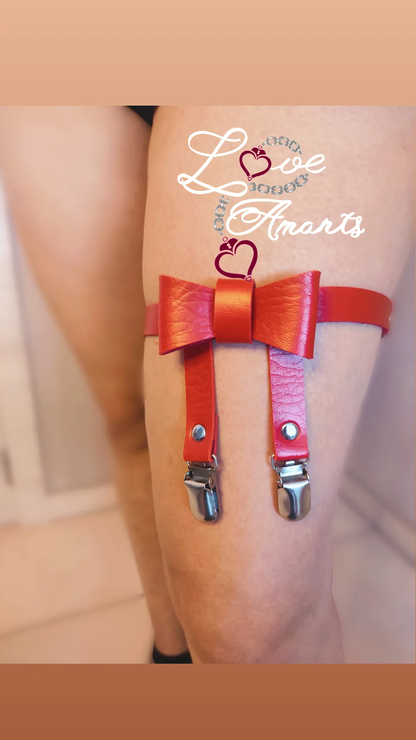 Jarretière avec noeud papillon en cuir végan - Taille unique